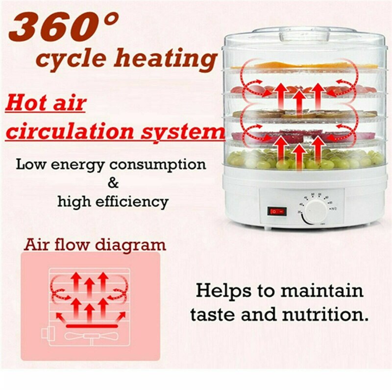 5 Layers Food Dehydrator Fruit Vegetables Herb Meat Dryer Food Electric  Drying Machine DIY Pet Meat Snacks For Home 220V